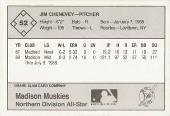 1988 Grand Slam Midwest League All-Stars #52 Jim Chenevey Back