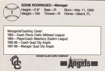 1988 Grand Slam Quad City Angels #1 Eddie Rodriguez Back