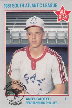 1988 Grand Slam South Atlantic League All-Stars #27 Andy Carter Front