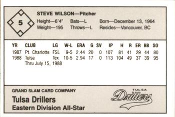 1988 Grand Slam Texas League All-Stars #5 Steve Wilson Back