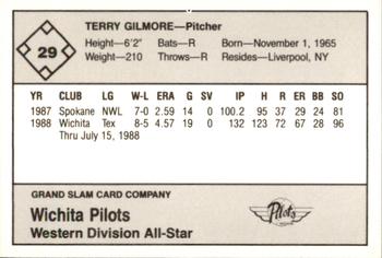 1988 Grand Slam Texas League All-Stars #29 Terry Gilmore Back