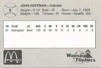 1988 Grand Slam Wausau Timbers #9 John Hoffman Back