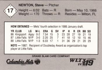 1989 Grand Slam Columbia Mets #17 Steve Newton Back