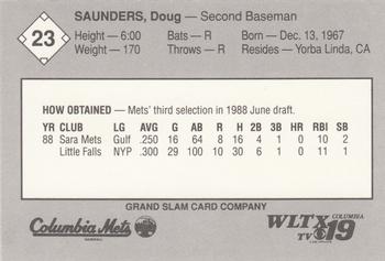 1989 Grand Slam Columbia Mets #23 Doug Saunders Back