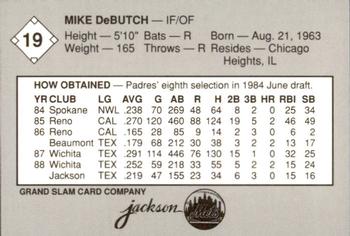 1989 Grand Slam Jackson Mets #19 Mike DeButch Back