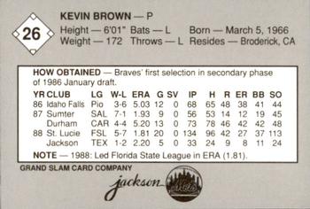 1989 Grand Slam Jackson Mets #26 Kevin Brown Back