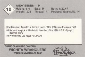 1989 Grand Slam Texas League All-Stars #10 Andy Benes Back