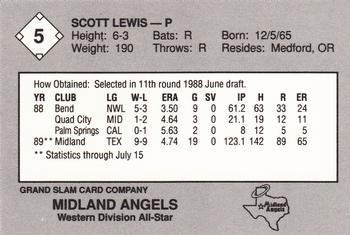 1989 Grand Slam Texas League All-Stars #5 Scott Lewis Back