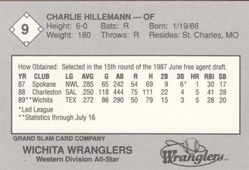 1989 Grand Slam Texas League All-Stars #9 Charlie Hillemann Back