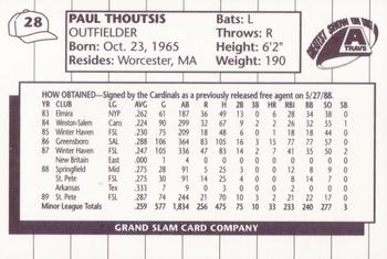 1990 Grand Slam Arkansas Travelers #28 Paul Thoutsis Back