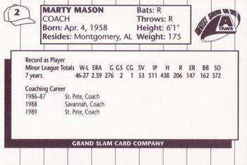 1990 Grand Slam Arkansas Travelers #2 Marty Mason Back