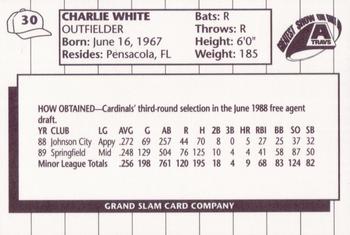 1990 Grand Slam Arkansas Travelers #30 Charlie White Back
