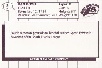 1990 Grand Slam Arkansas Travelers #3 Dan Doyel Back