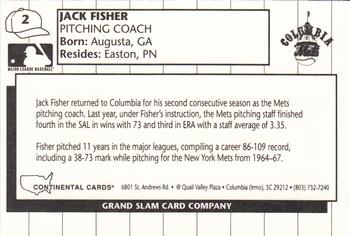 1990 Grand Slam Columbia Mets #2 Jack Fisher Back
