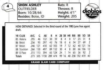 1990 Grand Slam El Paso Diablos #4 Shon Ashley Back