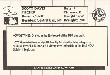 1990 Grand Slam Eugene Emeralds #5 Scott Davis Back