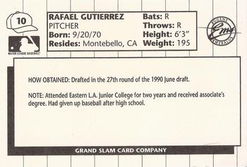 1990 Grand Slam Eugene Emeralds #10 Rafael Gutierrez Back