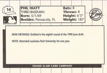 1990 Grand Slam Eugene Emeralds #14 Phil Hiatt Back