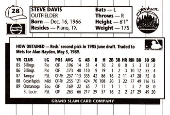 1990 Grand Slam Jackson Mets #28 Steve Davis Back