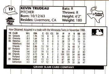1990 Grand Slam Midland Angels #19 Kevin Trudeau Back