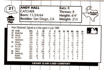 1990 Grand Slam Midland Angels #21 Andy Hall Back