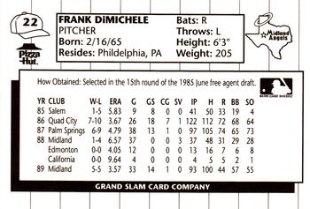 1990 Grand Slam Midland Angels #22 Frank Dimichele Back