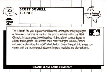1990 Grand Slam Midland Angels #25 Scott Sowell Back