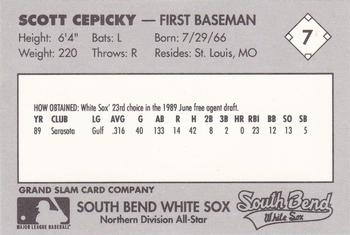 1990 Grand Slam Midwest League All-Stars #7 Scott Cepicky Back