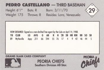 1990 Grand Slam Midwest League All-Stars #29 Pedro Castellano Back