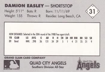 1990 Grand Slam Midwest League All-Stars #31 Damion Easley Back
