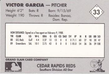 1990 Grand Slam Midwest League All-Stars #33 Victor Garcia Back