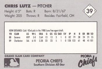 1990 Grand Slam Midwest League All-Stars #39 Chris Lutz Back