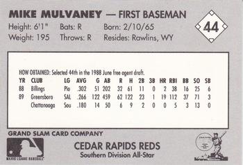 1990 Grand Slam Midwest League All-Stars #44 Mike Mulvaney Back