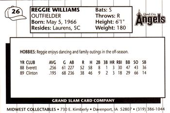 1990 Grand Slam Quad City Angels #26 Reggie Williams Back