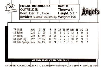 1990 Grand Slam Quad City Angels #28 Edgar Rodriguez Back