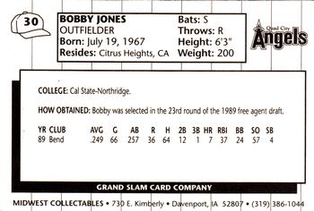 1990 Grand Slam Quad City Angels #30 Bobby Jones Back