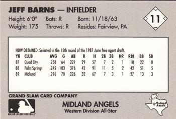 1990 Grand Slam Texas League All-Stars #11 Jeff Barns Back