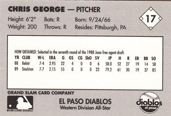 1990 Grand Slam Texas League All-Stars #17 Chris George Back