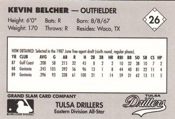 1990 Grand Slam Texas League All-Stars #26 Kevin Belcher Back