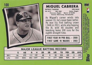 2012 Topps Archives #100 Miguel Cabrera Back
