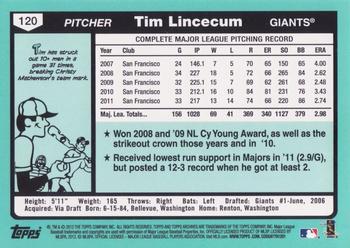 2012 Topps Archives #120 Tim Lincecum Back
