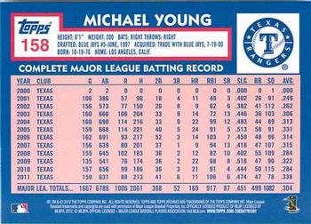 2012 Topps Archives #158 Michael Young Back