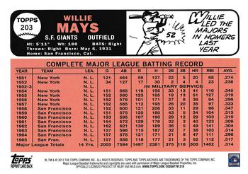2012 Topps Archives #203 Willie Mays Back