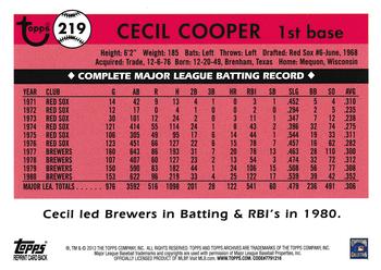 2012 Topps Archives #219 Cecil Cooper Back