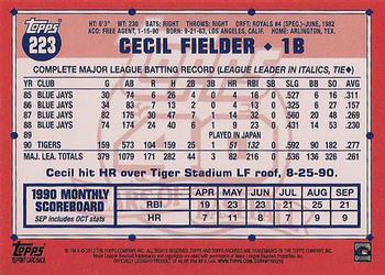 2012 Topps Archives #223 Cecil Fielder Back