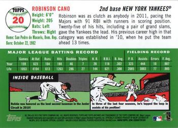 2012 Topps Archives #20 Robinson Cano Back
