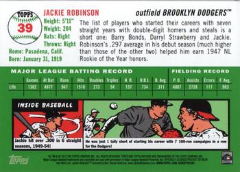 2012 Topps Archives #39 Jackie Robinson Back