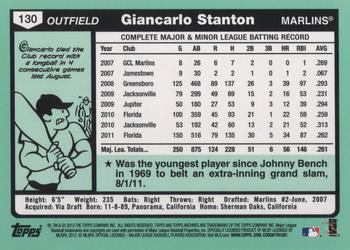 2012 Topps Archives #130 Giancarlo Stanton Back