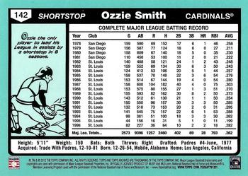 2012 Topps Archives #142 Ozzie Smith Back