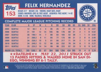 2012 Topps Archives #153 Felix Hernandez Back